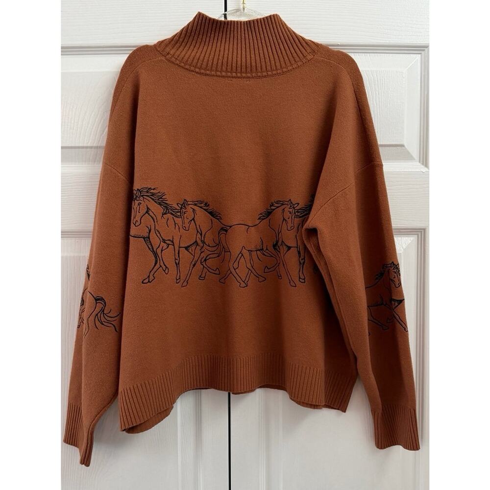 Anthropologie Maeve Montana Half Zip Horse Sweater Medium - Picture 5 of 6